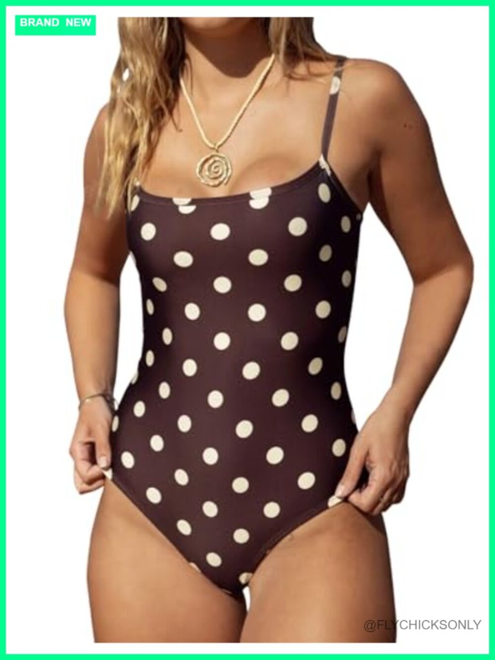 Women's Backless One Piece Polka Dot Monokini High Cut Cheeky Swimsuit